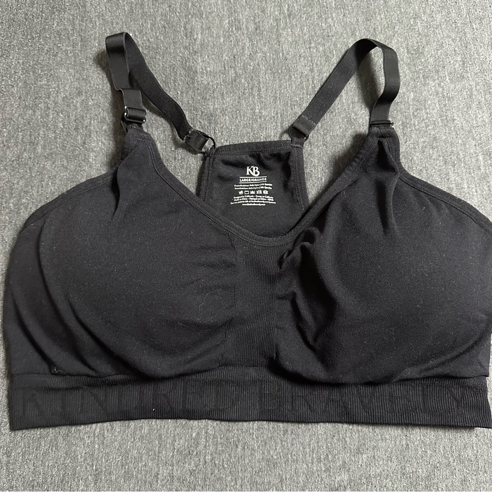 Kindred Bravely Sublime Hands-Free Pumping Nursing Sports Bra Black Size Large
